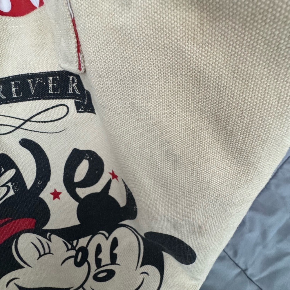 Disney Store Mickey & Minnie “Love” Canvas Tote Bag | One Size - Picture 13 of 15